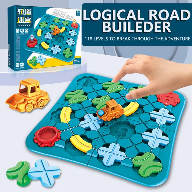Logical Road for Kids Marble Run Montessori Puzzle Car Track Toy Race Car Rail Blocks Track Rail Building Construction Game