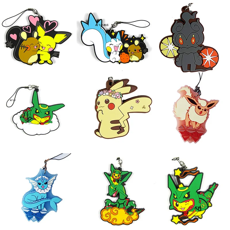 Pokemon Action Figure Pikachu Dedenne Eevee Pachirisu Vaporeon Flareon Piplup Gengar Mew Jolteon Anime Pendenti In Gomma Giocattoli