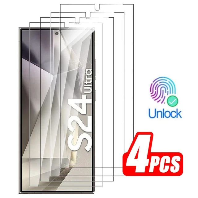 

Защита экрана для Samsung Galaxy S24 Ultra Plus HD, закаленное стекло, поддержка разблокировки отпечатком пальца для Samsung S24/S24plus/S24U