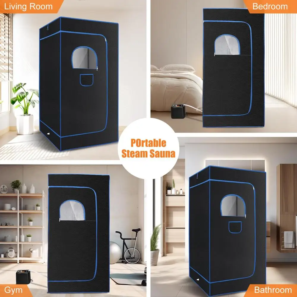 Portable Personal Steam Sauna Box Kit with 9 Temp Levels 3L Steamer Foldable Tent Remote Control 4