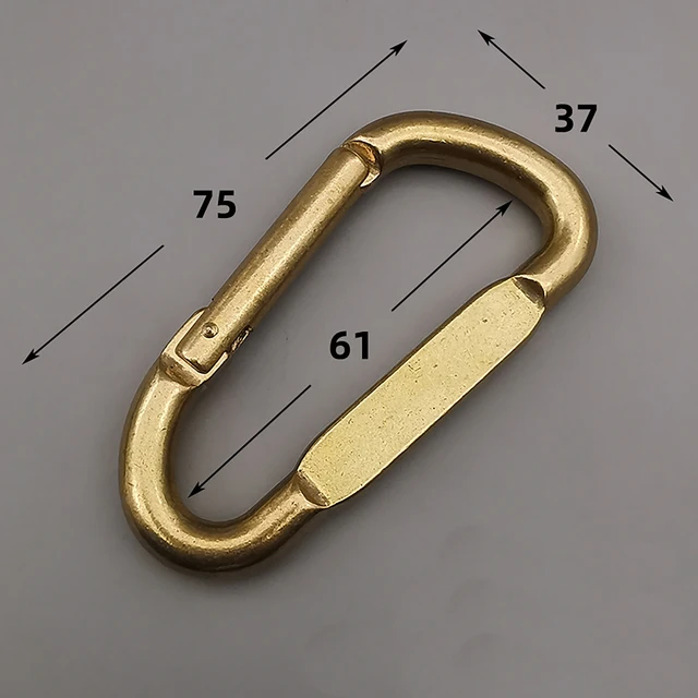 Extra large 3 inch Solid brass Simple D Oval Spring load Snap carabiner  keychains Hooks clip