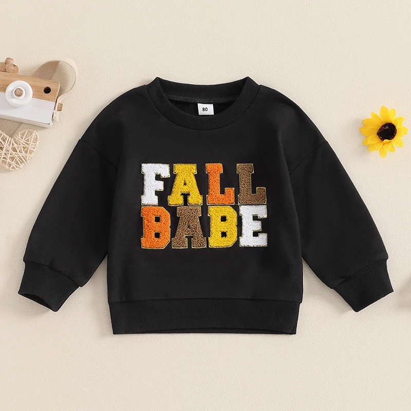 -05-30 Lioraitiin Toddler Baby Boys Girls Hoodie Long Sleeve Sweatshirt Embroidery Letters Fall Clothes