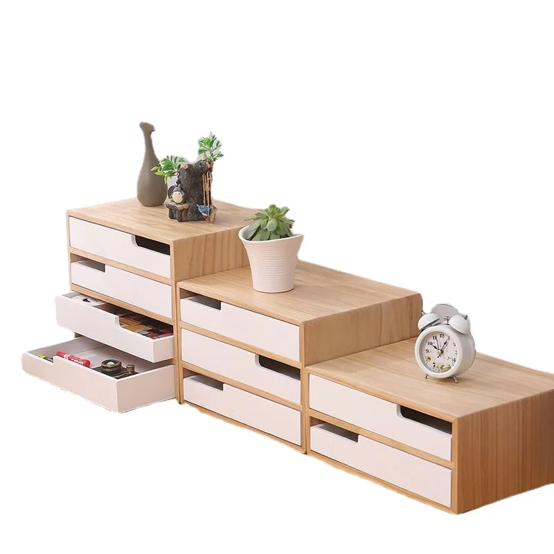 

Nordic solid wood desktop storage box Large drawer office A4 paper sorting cabinet Multi-layer table storage cabinet