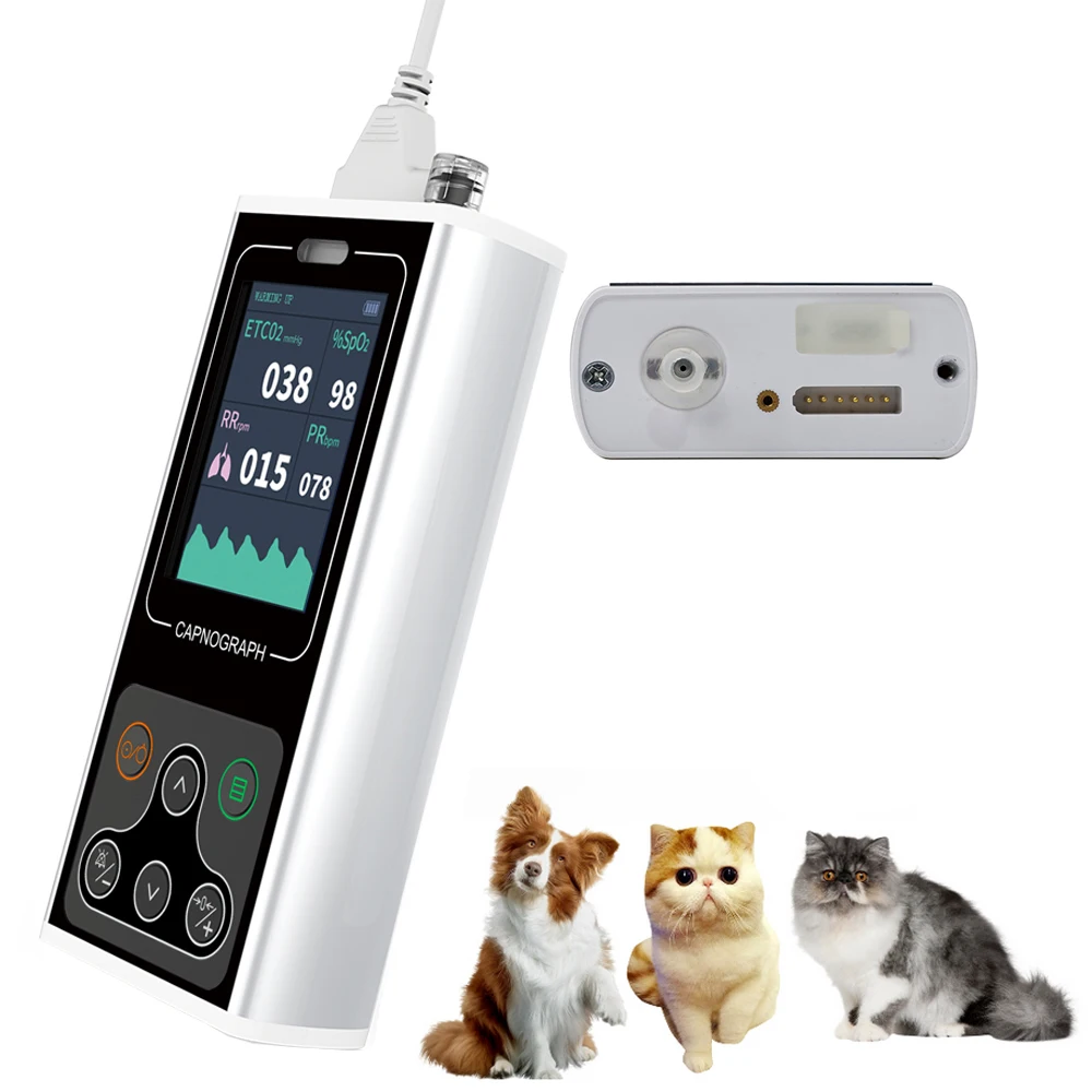 Compact Pet Capnograph Veterinary Etco2 Capnograph Monitor SPO2 PR RESP Monitor