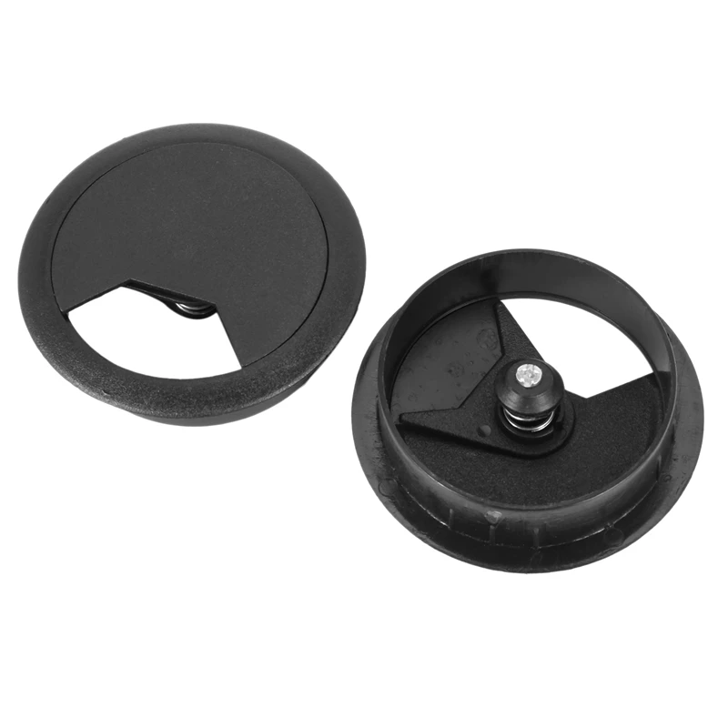 ABMO 200 Pcs Round Plastic Computer Desk Cable Grommet Hole Cover 50Mm Black