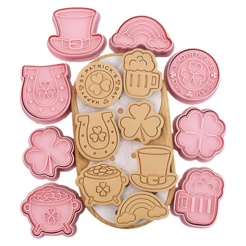 

St. Patrick's Day Biscuit Mold Festival Shamrock Horseshoe Cookie Molds 8 Pieces St Patrick's Day Holiday Party Baking Gift