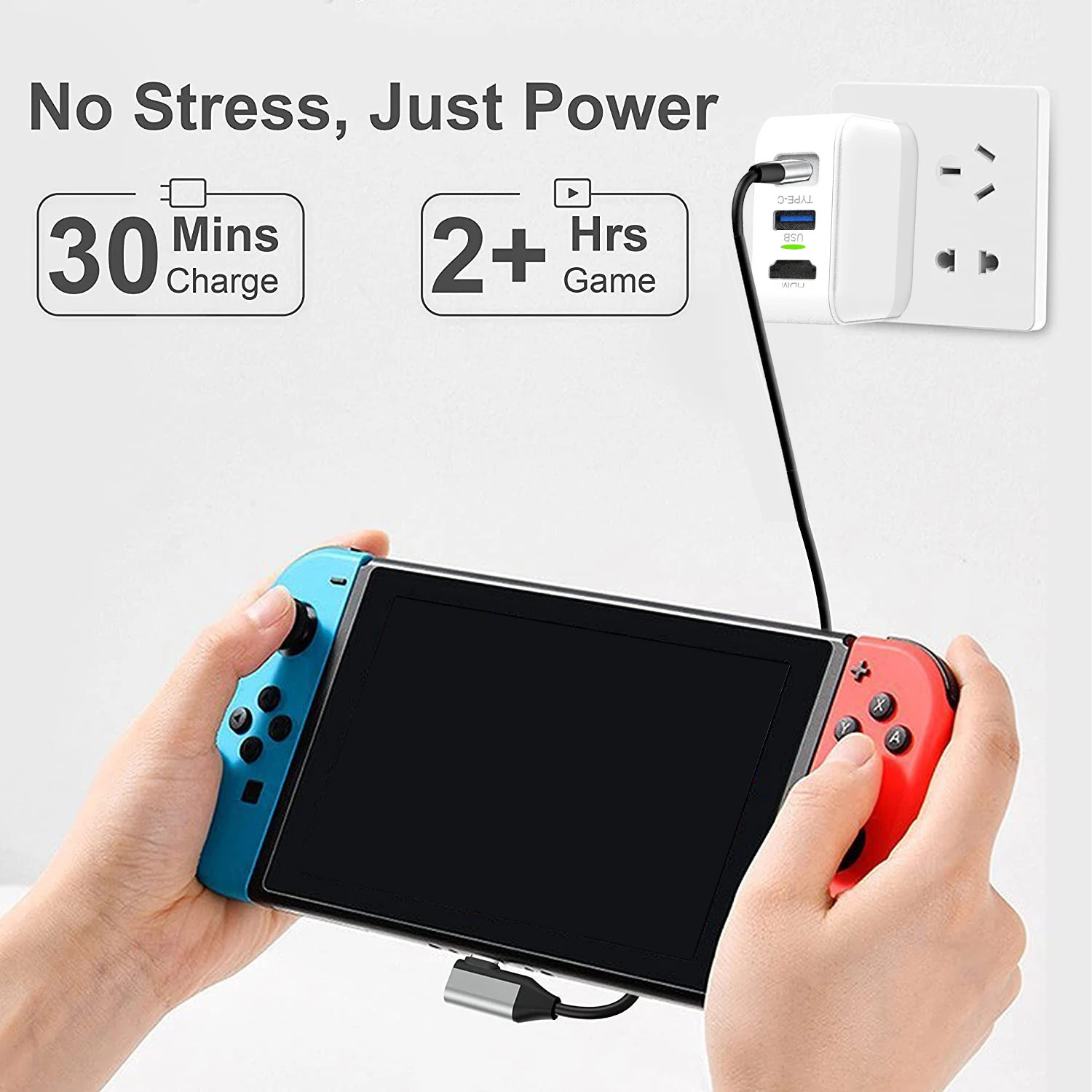 스위치 전원 공급 장치 C 타입 휴대용 베이스 독 어댑터, US GaN 45W 4K HDMI 호환 충전기, 미국 플러그, 10 개
