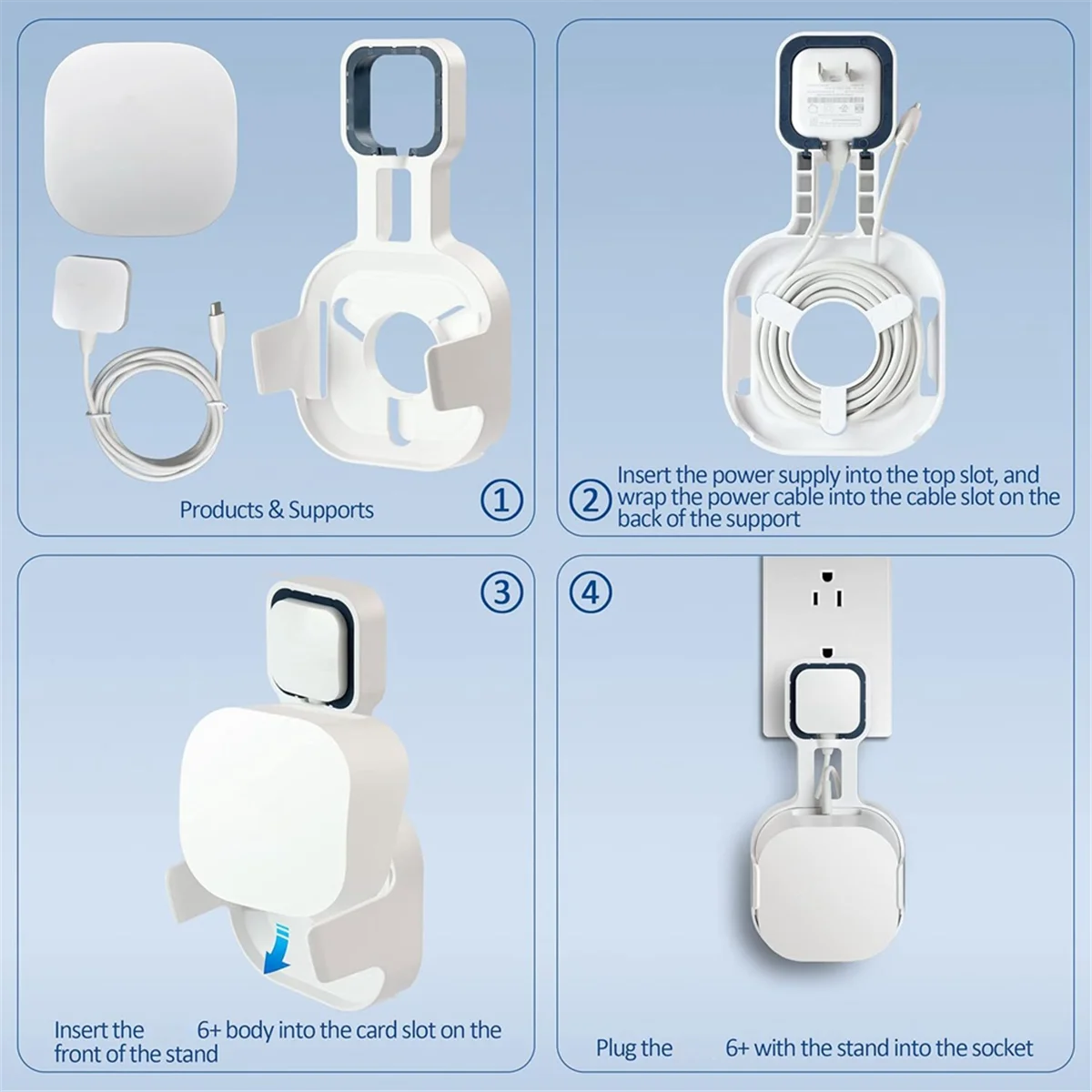 Wall Mount Bracket for Eero 6+ Dual-Band Mesh Wi-Fi 6+ Router, Sturdy Socket Bracket, Space Saving, Wire Management Rare