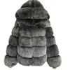 2025 New Luxury Faux Fox Fur Coat Women Short Winter Jacket with Big Fur Hood Thick Warm Overcoat Fashion Flurry Fake Fur Coats 5