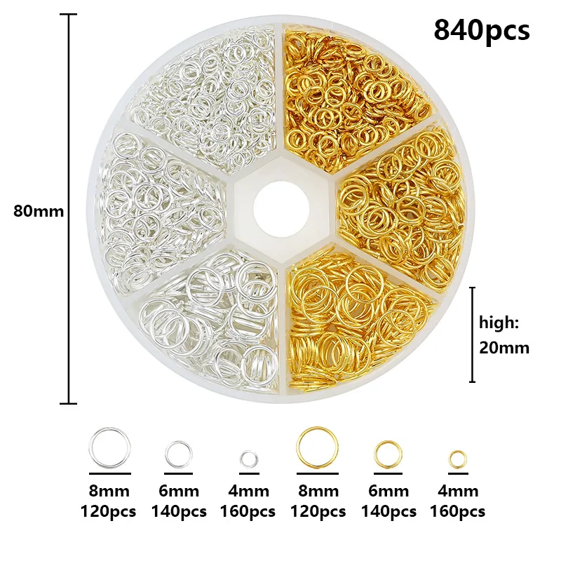 Kc Gold Color Alloy Jewelry Open Jump Rings Set Accessories Kit for DIY Bracelet Necklace Chain Making Supplies Findings 4 6 8mm - 4