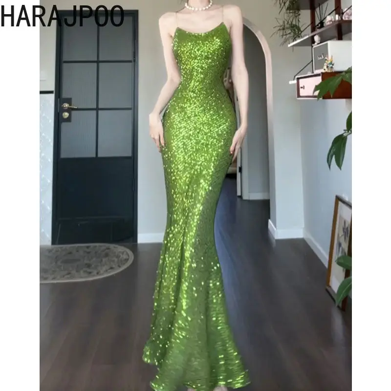 

Harajpoo Light Luxury Sequin Evening Dress Women High-end Elegant Temperament Birthday Annual Meeting Lady Long Vestidos