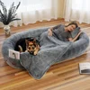 Giant Human Dog Bed With Blanket and Pillow Pet Accessories Adult Nap Bed Kennel Plush Beds Cats Cushion Supplies Products Home 1