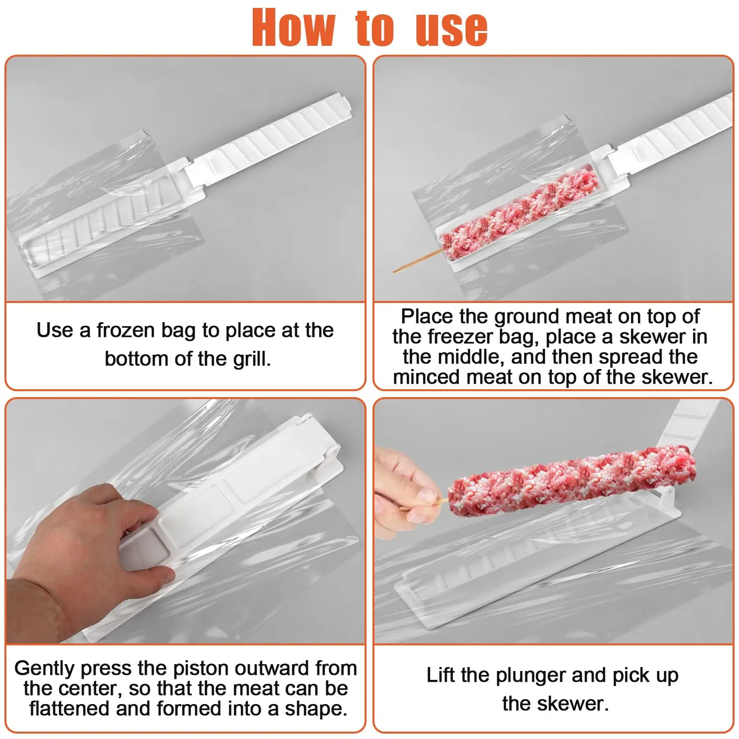 Kebab Maker BBQ Meat Skewer Barbecue Skewer Mold Reusable Turkish Kabob For Outdoor Barbecue Preparation Kitchen Grill barbecue skewers kebab maker bbq grilling accessories