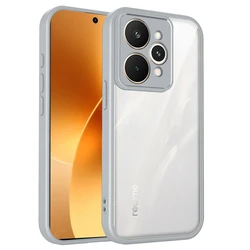 Transparent Silicone Shockproof Phone Case with TPU Bumper and PC Back for Realme 15x (India) (Gray)