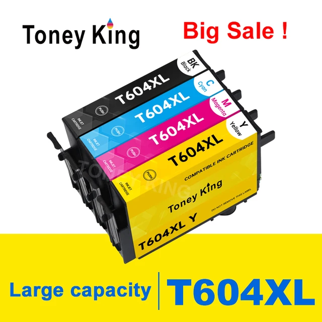 Toney King 4Pcs 604XL T604 E604 604 XL Replace Epson Ink Cartridge For  Epson XP-2200