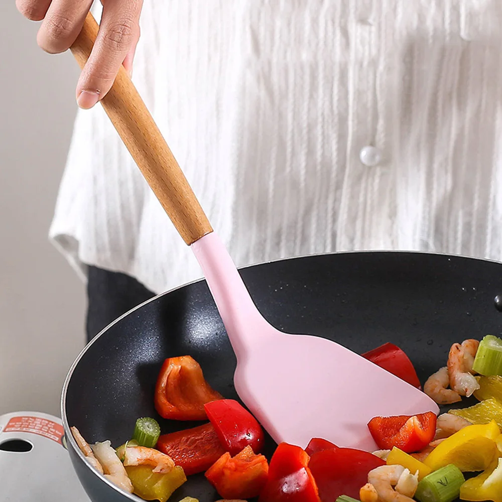 1Pcs Food Grade Silicone Kitchenware Cooking Tools Cookware Set High Temperature Spatula Spoon Anti-scald Kitchen Tools kitchen utensils
