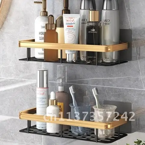 

High-end Bathroom Shelves Shelf with Hooks No-drill Shower Caddy Storage Rack Shampoo Holder Toilet Organizer Bathroom Accessor