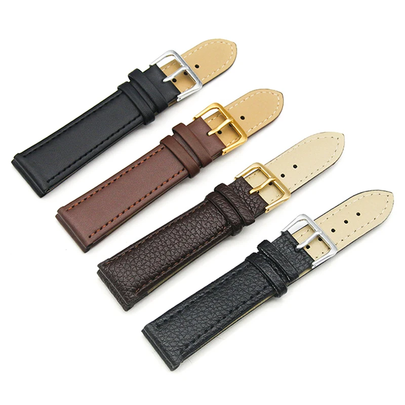 Leather Watchband 12mm 14mm 16mm 18mm 19mm 20mm 22mm 24mm 25mm With Silver Buckle Business Casual Watch Strap Accessories