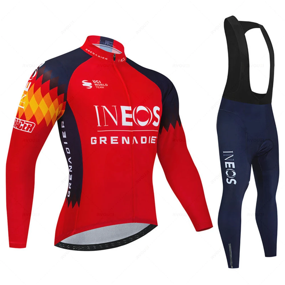 Ineos Mens Autumn Long Sleeve New Racing MTB Spring Long Cycling Jersey Set Bike Cycling Bicycle Clothing Uniform Ropa Ciclismo