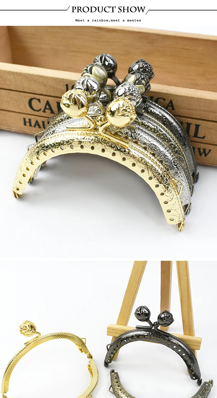 2/5/10Pcs Deepeel 8.5cm Metal Purse Frame Wallet Handle Kiss Clasp DIY Handbag Handmade Knitted Sewing Brackets Bag Accessories