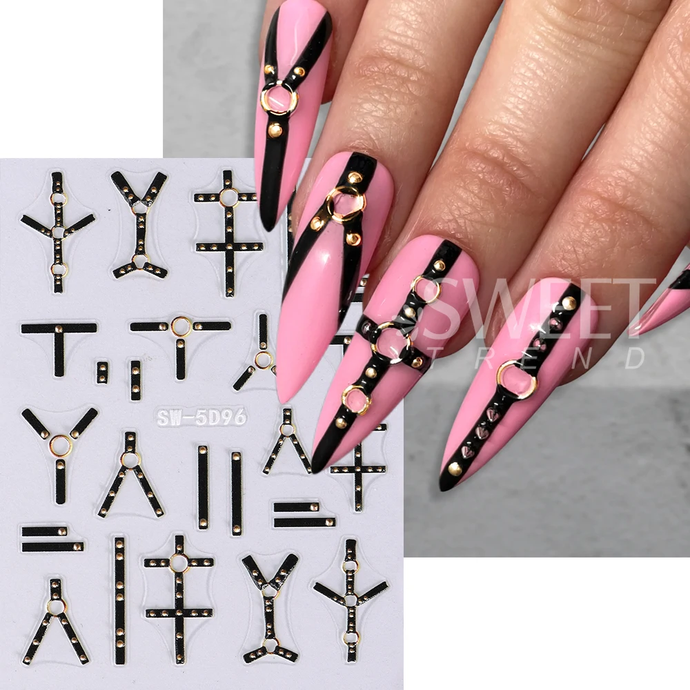 2/4pcs 5D Embossed Skeleton Hand Halloween Nail Art Stickers Gothic Golden Skull Slider Decals Manicure Decoration Accessories