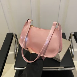 Vintage Solid Color PU Leather Women's Shoulder Bag - Fashionable Casual Designer Hobo Handbag (Pink)