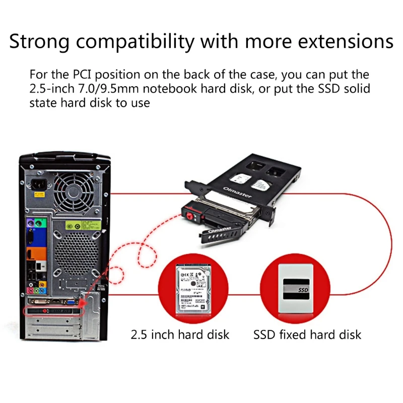 Olmaster MR-9100 2.5-Inch HDD SSD Adapter Rack Bracket for PCI Single Hard Drive Disk Description Image.This Product Can Be Found With The Tag Names Computer Cables Connecting, Computer Peripherals, Hard disk adapter rack bracket hdd ssd, PC Hardware Cables Adapters