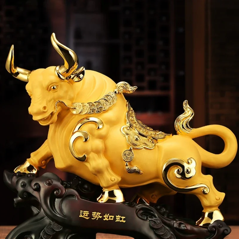 

1 pc Resin zodiac bull ornaments family office Desktop decoration Sculpture Crafts Lucky Bull Housewarming gift Feng Shui Decora