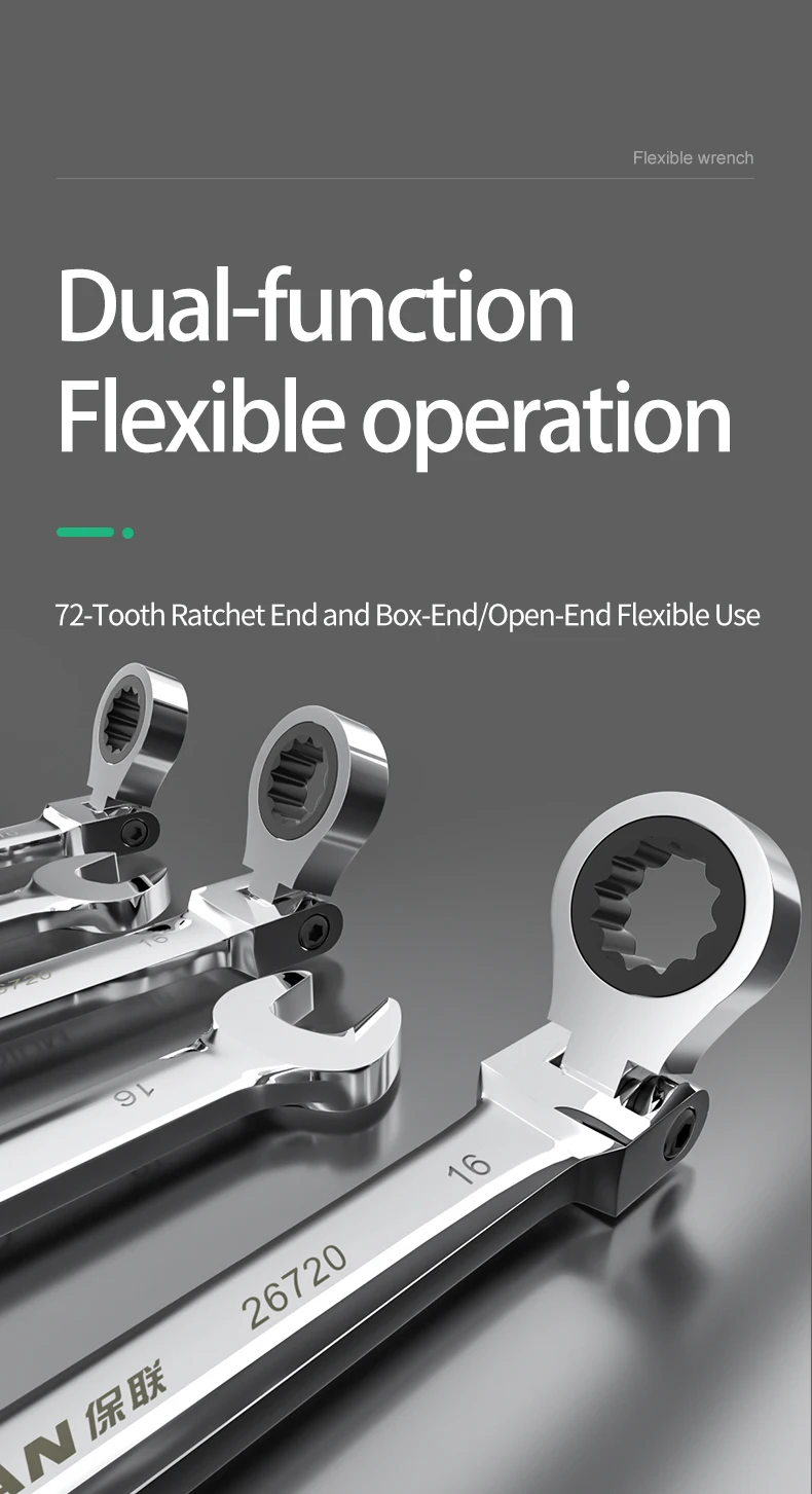 6–10 mm automatischer, schnell- und arbeitssparender, offener Universal-Ratschenschlüssel mit 72 Zähnen und beweglichem Kopf für den doppelten Einsatz – Detail 8