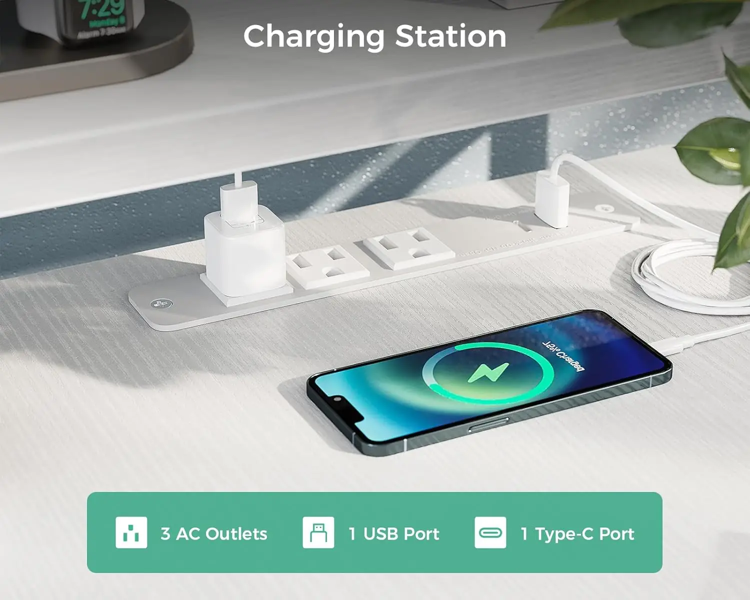 Electric L-Shaped Desk, 59" Height Adjustable, Monitor Stand, Power Outlets. For Home/Office, White