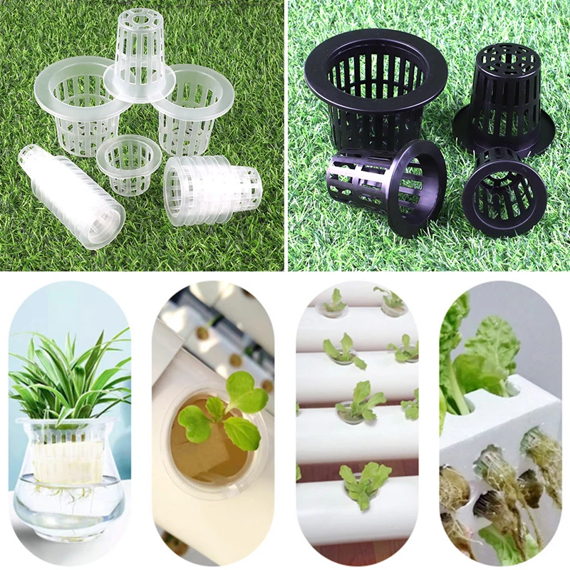 rrrrr 100Pcs Colonizzazione idroponica Mesh Plant Grow Pot Net Nursery Cup Basket Holder idroponico aeroponico vegetale piantare suolo