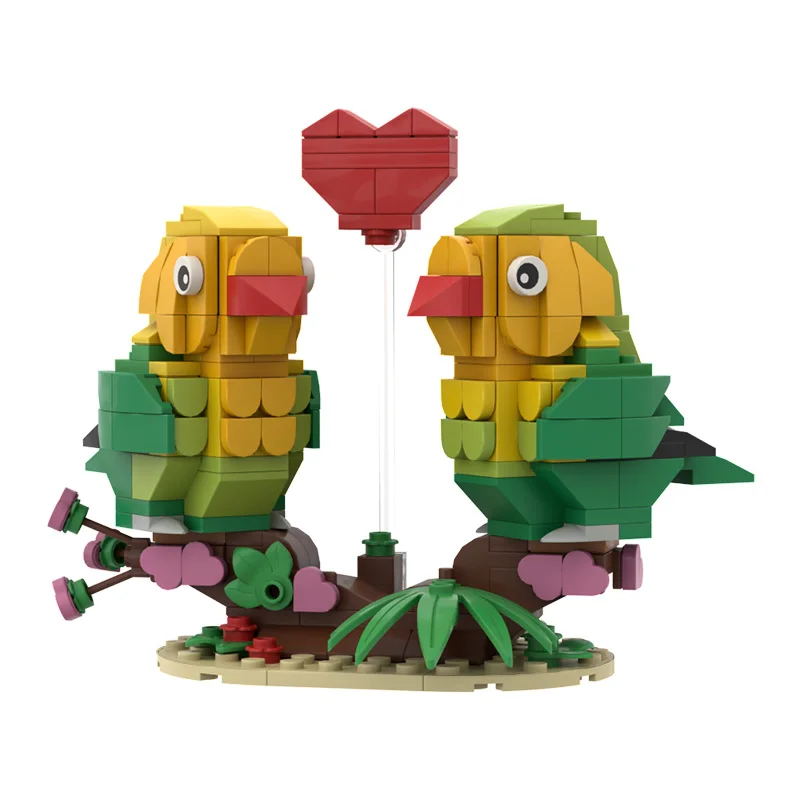 Buildmoc Heart Love Bird Bricks Toys For Parrot Agapornis Lovebird 40522 Building Blocks Animal Idea Ragazze Regali Di San Valentino
