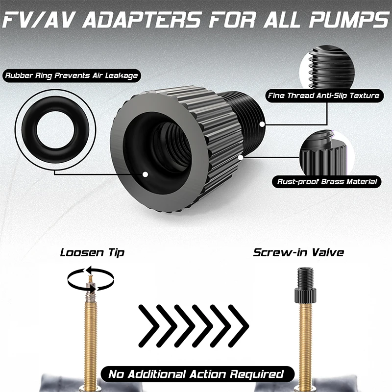 Description Picture 6 of itemBUCKLOS F/V To A/V Valve Adapter Aluminum Alloy Converter Presta Valves To Schrader Valves Durable Bicycle Tire Valve Cap