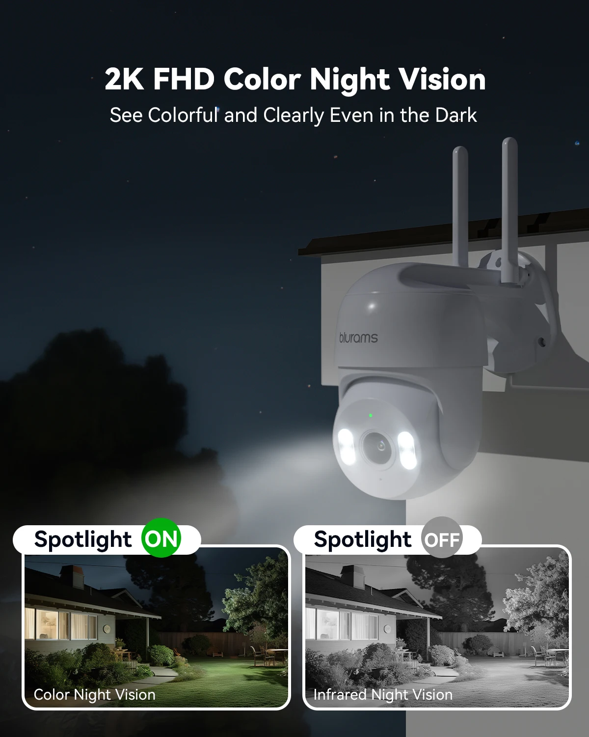 Blurams 2K HD 2.4G/5G WiFi Home Security Camera Outdoor PTZ Camera Outside with Motion Tracking, Color Night Vision, 2-Way Talk 5