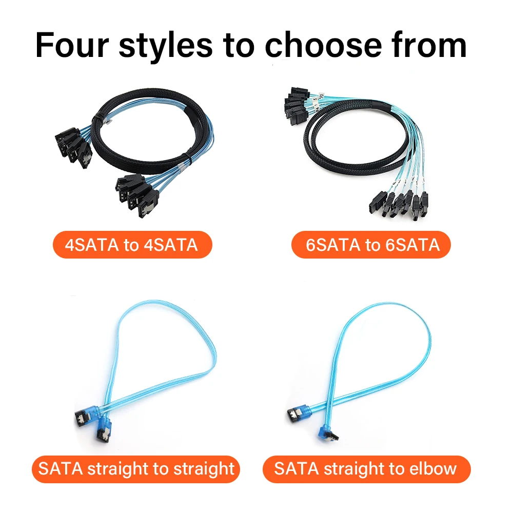 ? SATA 3.0 6Gbps 직선/엘보우 케이블 (서버, NAS, PC, SSD, 하드 드라이브, HDD, 백플레인, SAS 데이터 와이어) 4/6개 세트 7핀 시리얼 ATA