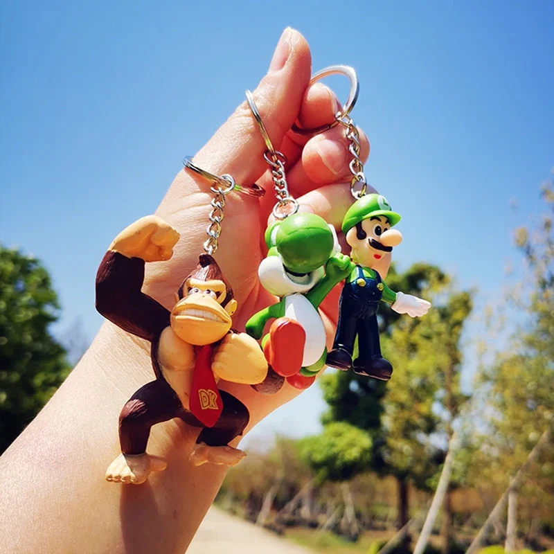 Giochi Super Mario Bros Portachiavi Anime Figure Giocattoli Luigi Bowser Yoshi Wario Waluigi Portachiavi Pendenti Bambini Compleanno Regali Di Natale