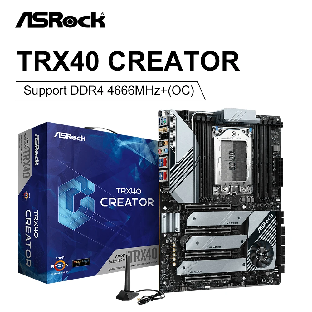 

ASRock Creator TRX40 Socket sTRX4 материнская плата 3960X/3970X3990X DDR4 M.2 SATAIII USB3.1 256 ГБ IAMD TRX40 Настольный TRX40 материнская плата