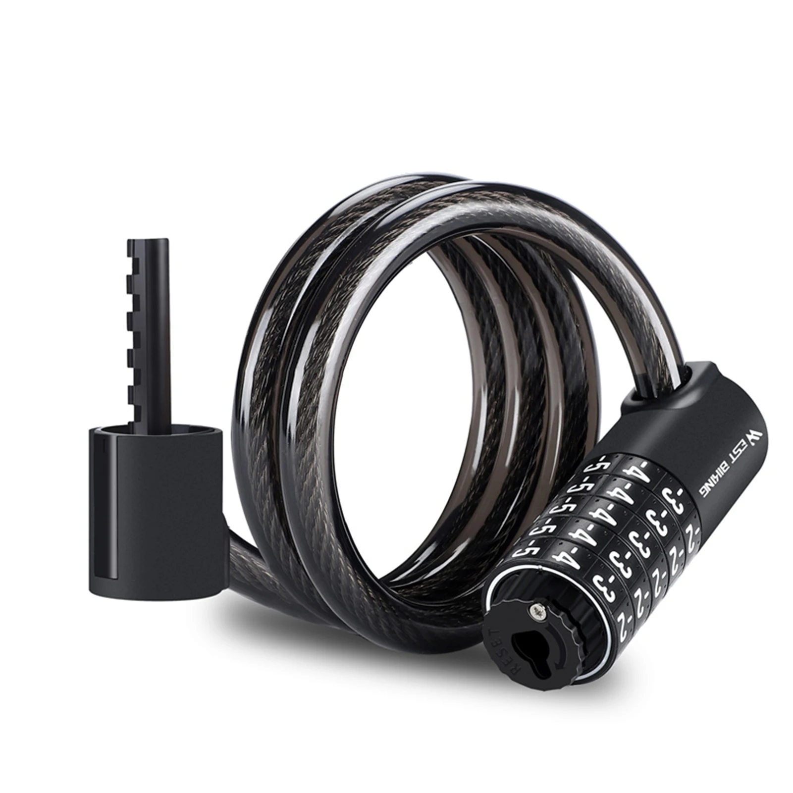 

Велосипедный Замок 90 см/120 см/150 см, велосипедный замок, кабель с высоким уровнем безопасности, 5-значный сменный Комбинированный Замок, противокражный спиральный Кабельный замок