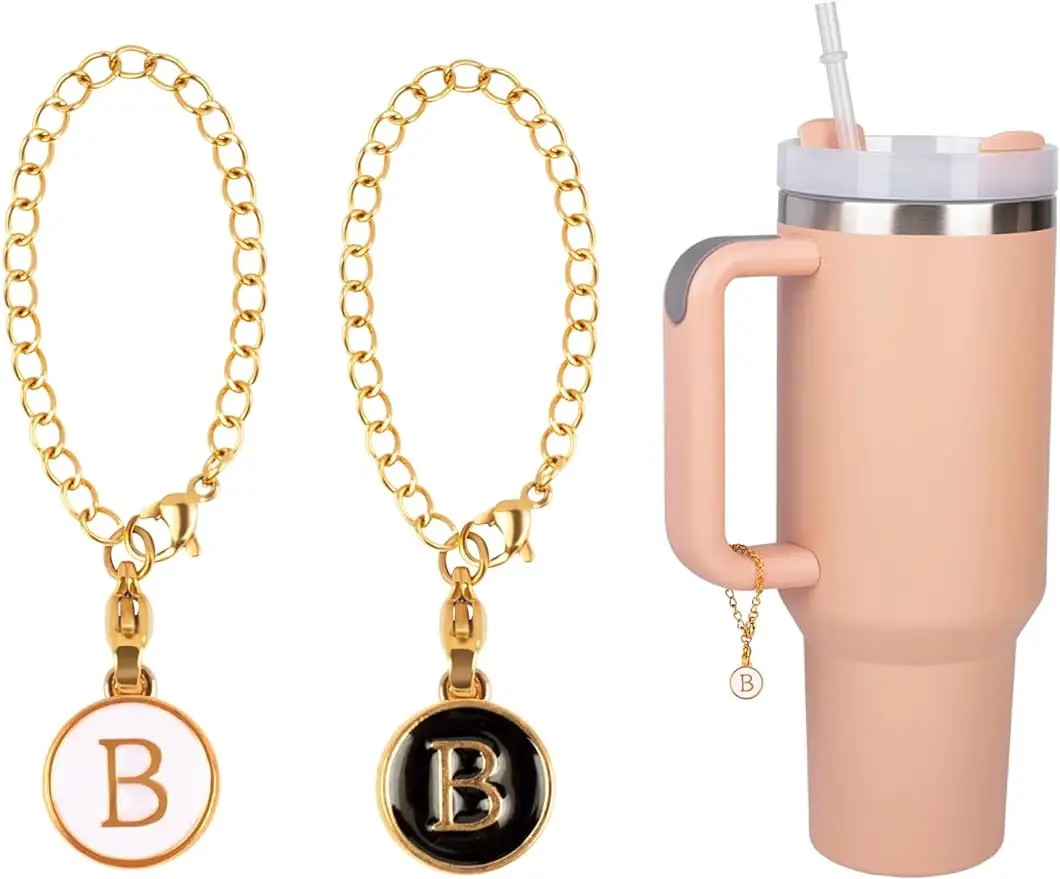 

2 шт. Подвески с буквами аксессуары для Кубка Стэнли стакан с водой ручка идентификационная буква подвеска цепь белый черный