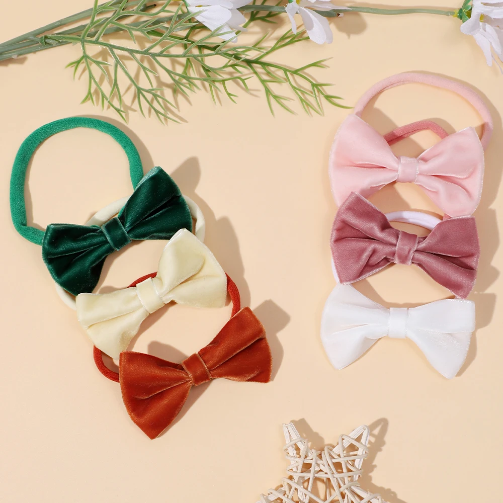 

Sweet Hair Bands Baby Girl Headband Solid Bows Elastic Newborn Hairbands Soft Nylon Toddler Kids Headwear Baby Hair Accessories