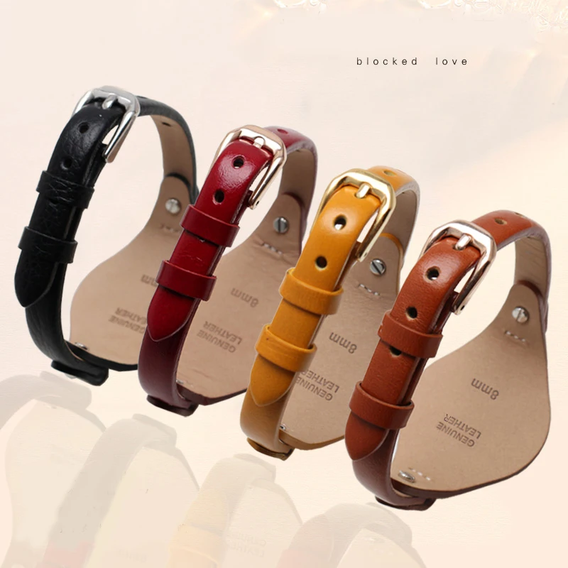Premium Women's Leather Watchband - 8mm Elegant Strap Replacement
