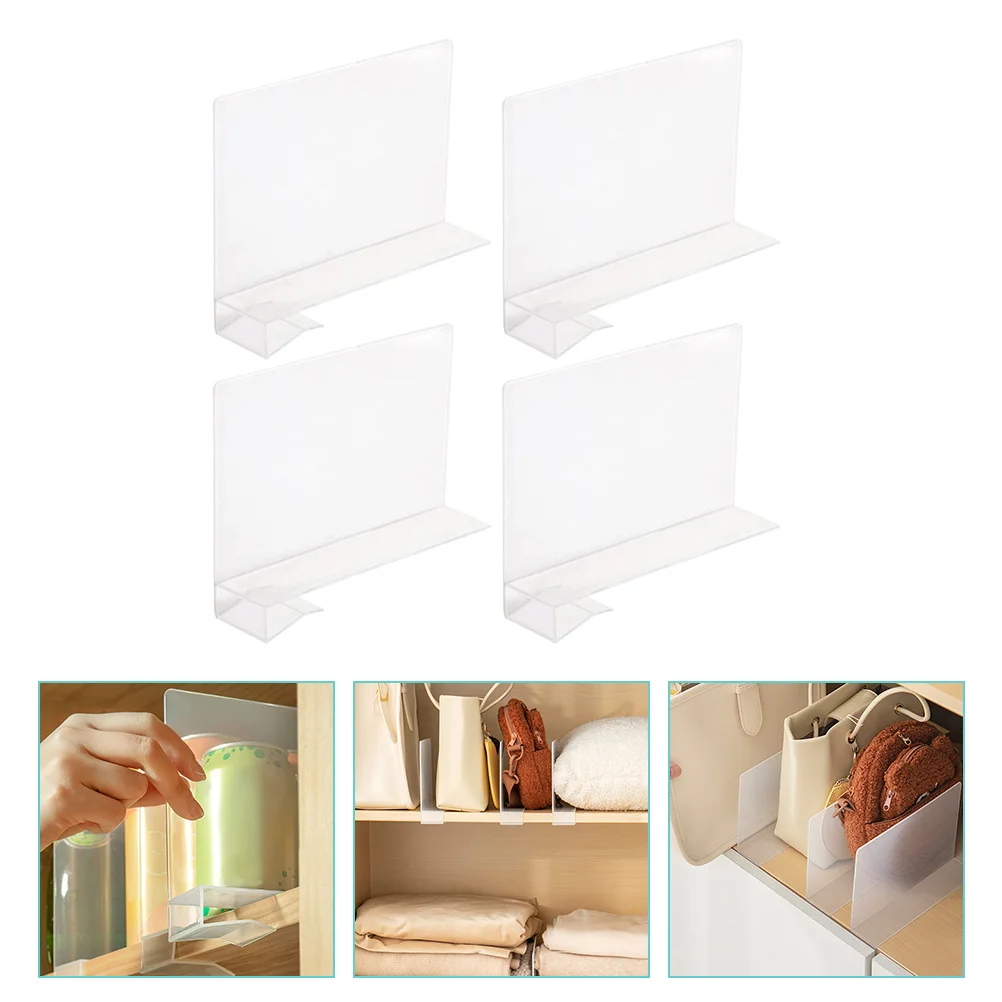 

4 Pcs Partition Plate Storage Rack Shelf Divider for Closet Organizer Dividers Drawer Racks Wardrobe Pp Plastic Stand