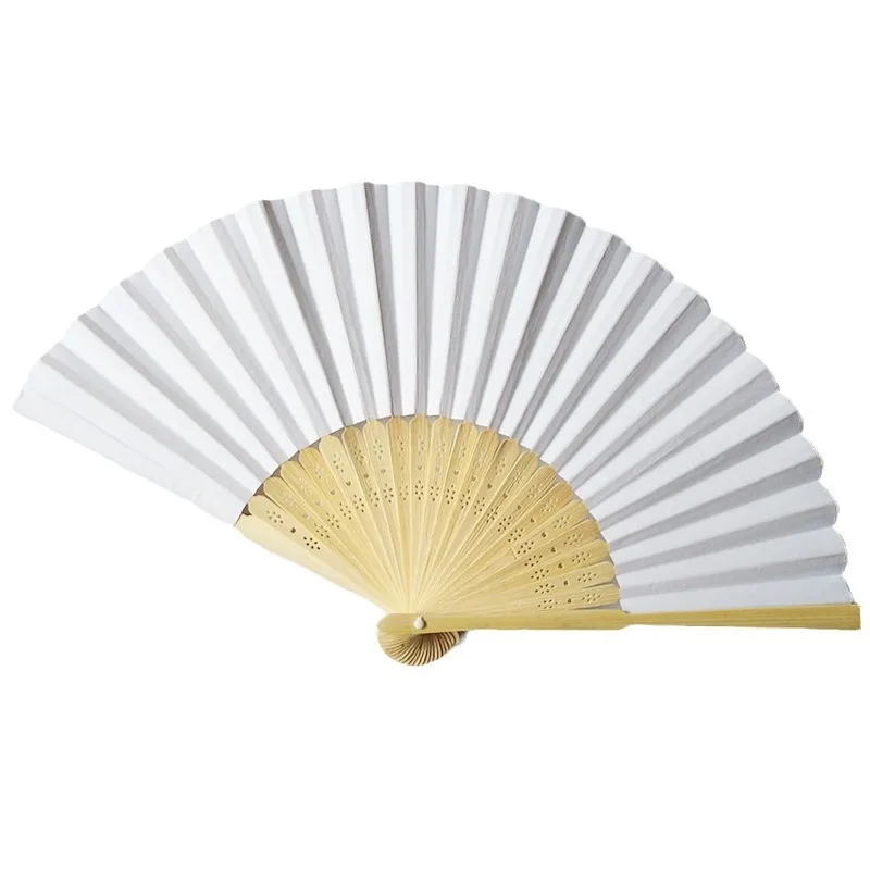 Personalized Engraved White Folding Elegant Silk Hand Fan with Gift bag Wedding &amp mariage abanicos para boda