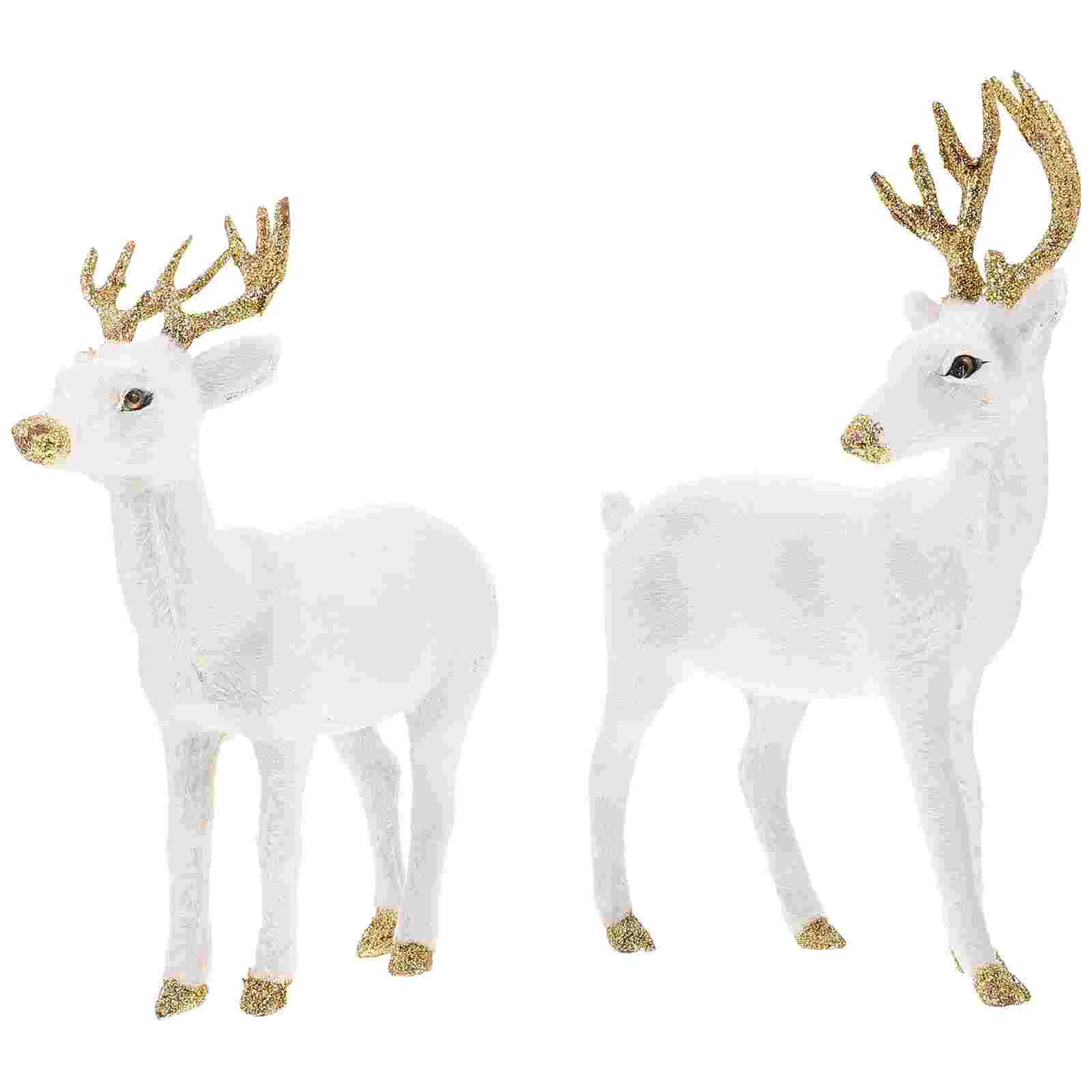 

2Pcs Simulation Sika Deer Decors Home Office Desktop Ornament Lovely Deer Figurines