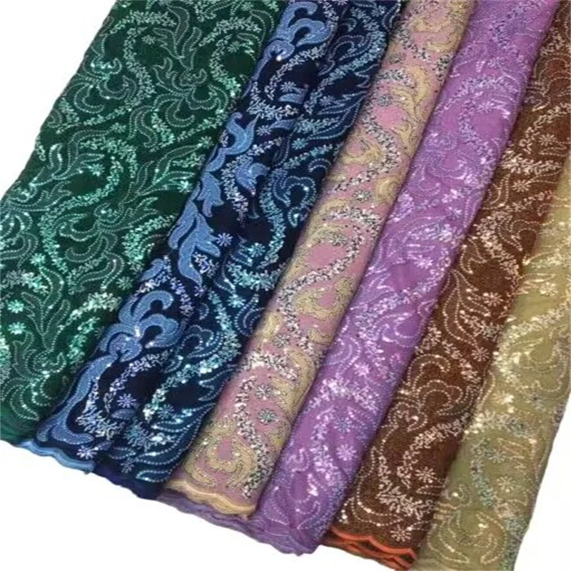 

2023 High Quality African Nigerian French Tulle Lace Fabric For Sewing Embroidery Dress Milk Silk Voile Wedding Party 5Yards