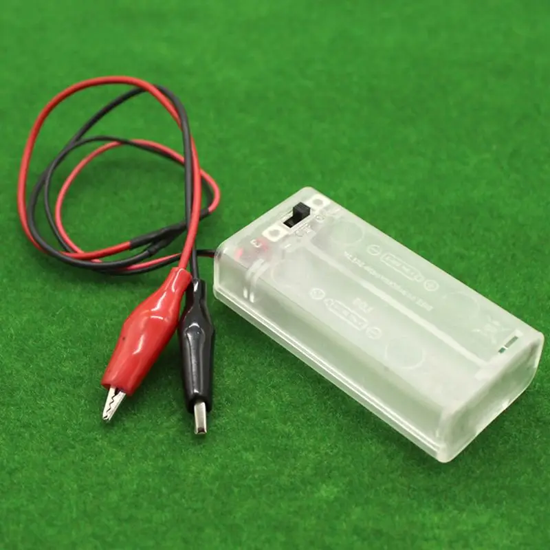 Battery Holder Storage Case Box 3V 2 x AA Batteries Alligator Clips Switch Cover