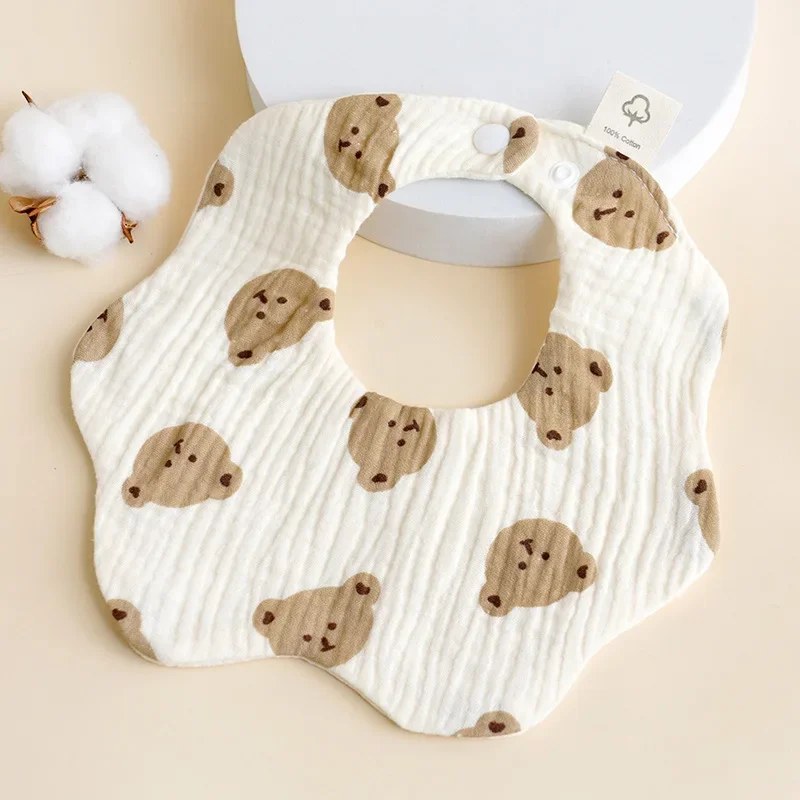 Crepe Baby Bib Resin Clasp Newborn Saliva Towel Baby Eating Bib Baby Spitting Bib Cute and Sweet Infant Accessories