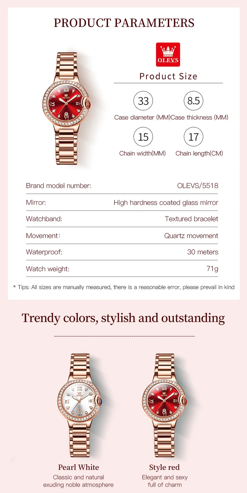 OLEVS 5518 Fashion Luxury Watch For Women description image 9
