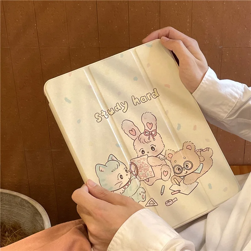 

Cute Rabbit Acrylic Leather Protective Case for Ipad Pro 11 12.9 Air5 Air4 10.9inch Tablet Cover Ipad 7/8/9th Anti-fall Sleeve