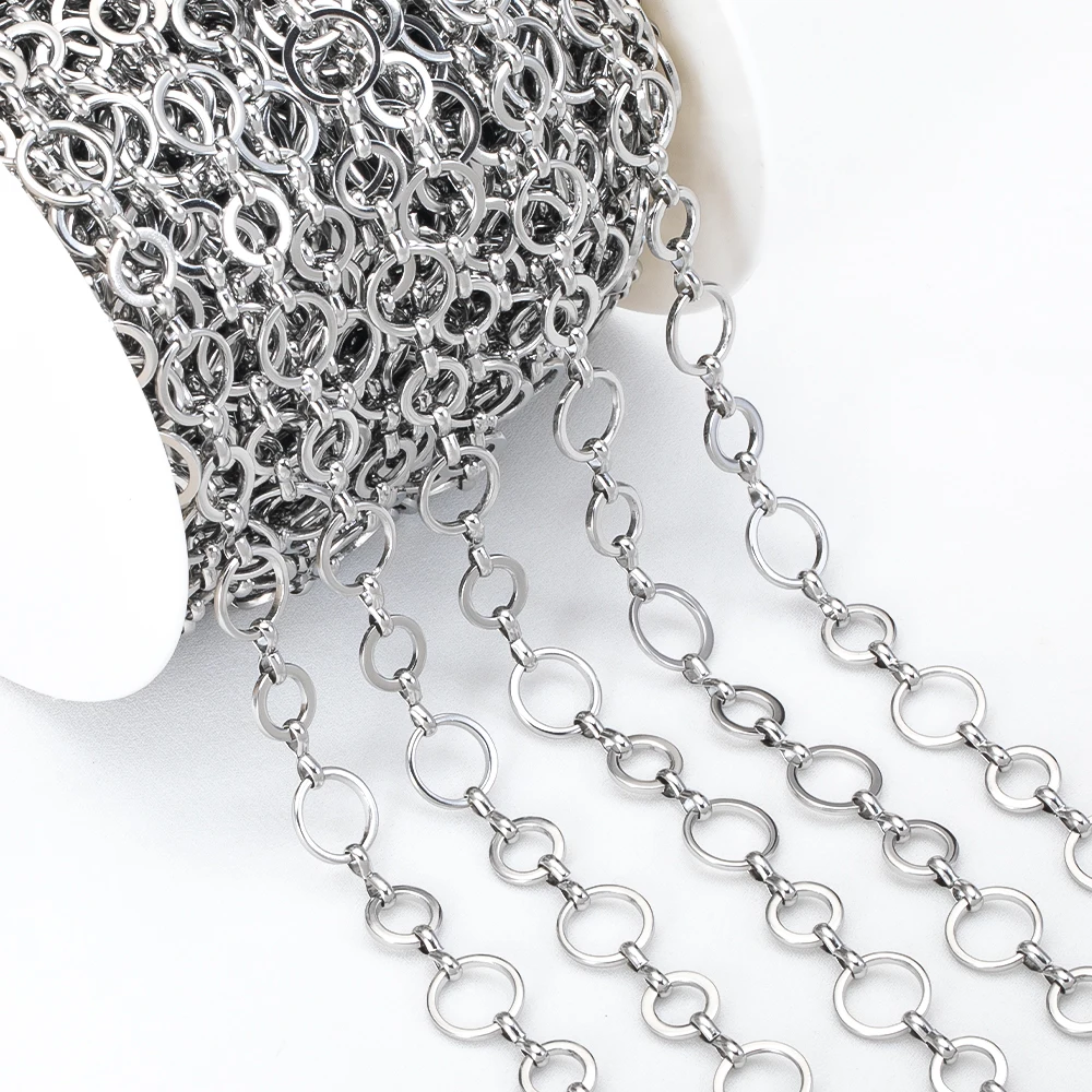 1 Meter Edelstahl-O-Ring-Kette, 8 mm, 10 mm, runde Kreisverbindungen, Halskette, Armband, Zubehör für DIY-Schmuckherstellung – Detail 3
